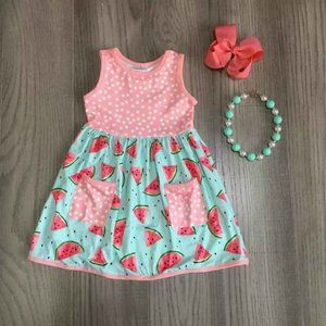 Girls Boutique watermelon sleeveless dress set (NEW)